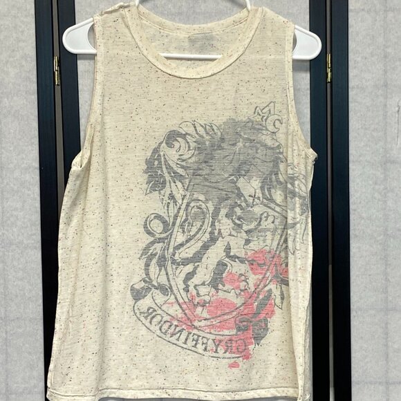 Sleeveless Marled Confetti Knit Screen Print Harry Potter Gryffindor Tank Top L - Picture 5 of 11